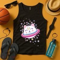 Cute Galaxy Saturn Cat  Tank Top thumb 4