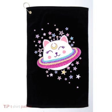 Cute Galaxy Saturn Cat  Golf Towel