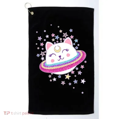 Cute Galaxy Saturn Cat Golf Towel