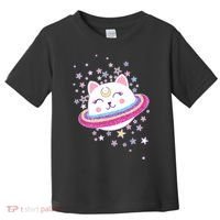 Cute Galaxy Saturn Cat  Toddler T-Shirt thumb 0