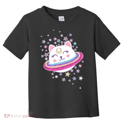 Cute Galaxy Saturn Cat Toddler T-Shirt