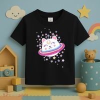 Cute Galaxy Saturn Cat  Toddler T-Shirt thumb 3