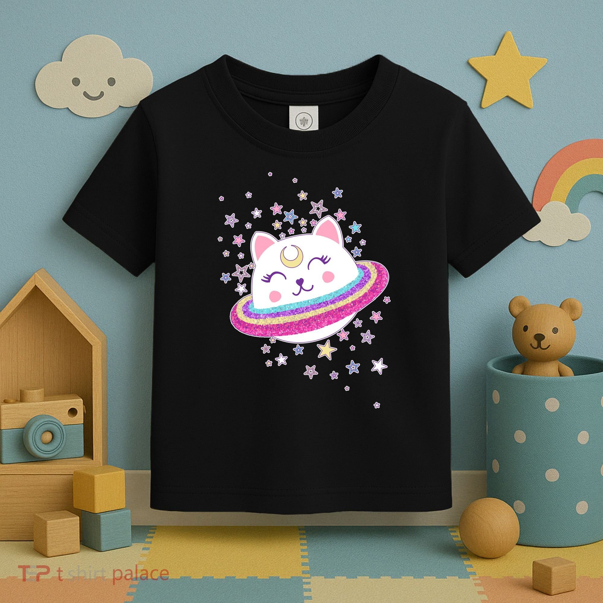 Cute Galaxy Saturn Cat  Toddler T-Shirt