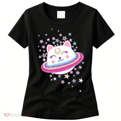 Cute Galaxy Saturn Cat  Women's T-Shirt