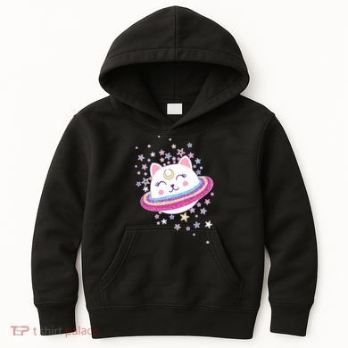 Cute Galaxy Saturn Cat  Kids Hoodie