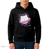 Cute Galaxy Saturn Cat  Kids Hoodie thumb 4