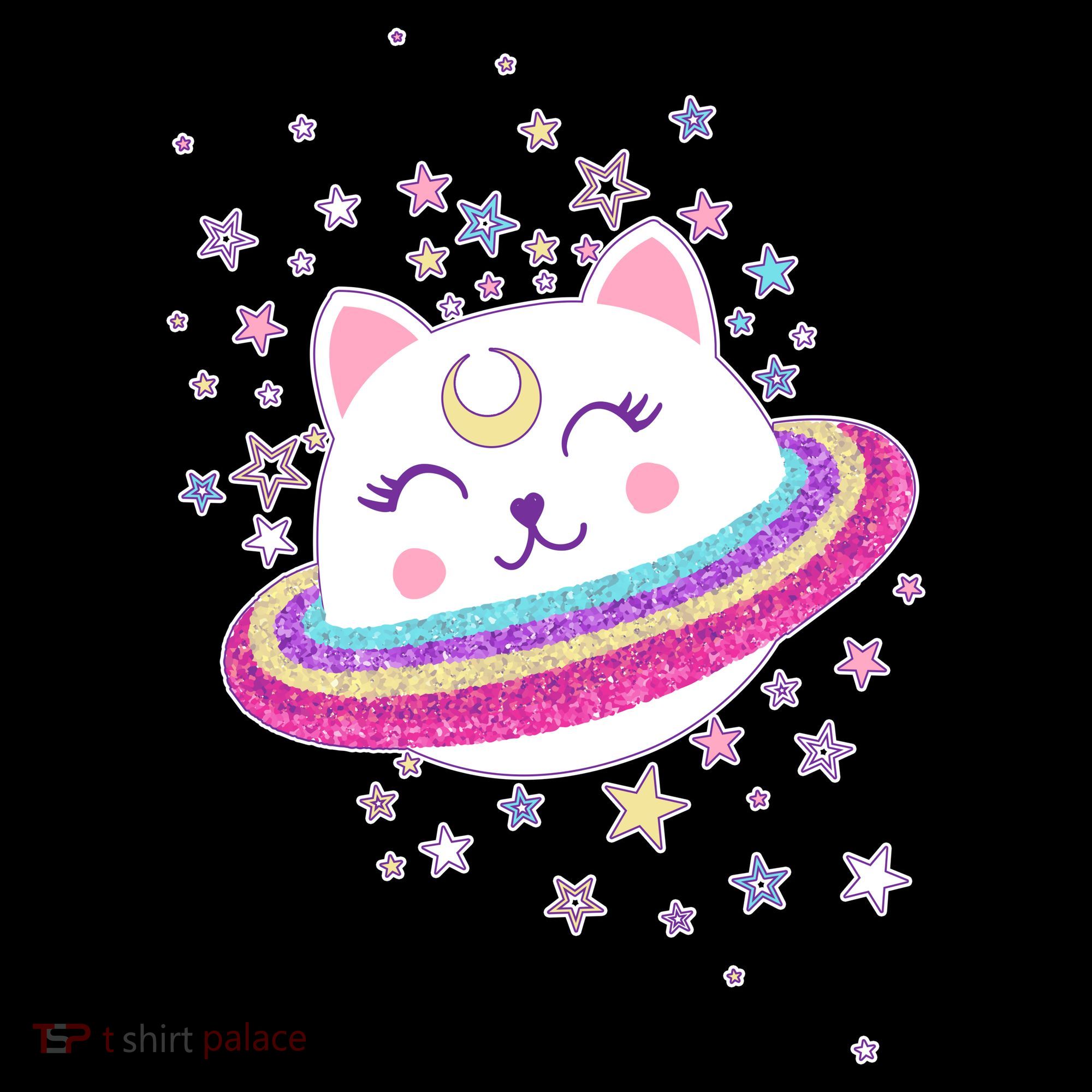 Cute Galaxy Saturn Cat  Kids Long Sleeve Shirt