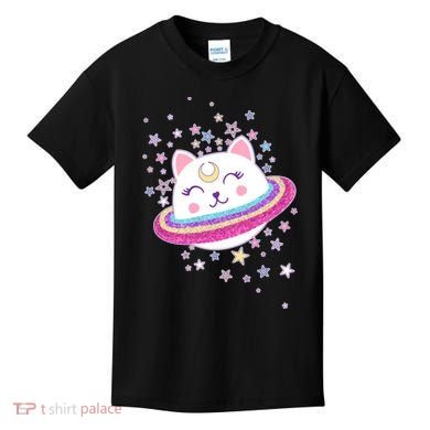 Cute Galaxy Saturn Cat  Kids T-Shirt