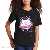 Cute Galaxy Saturn Cat  Kids T-Shirt thumb 2