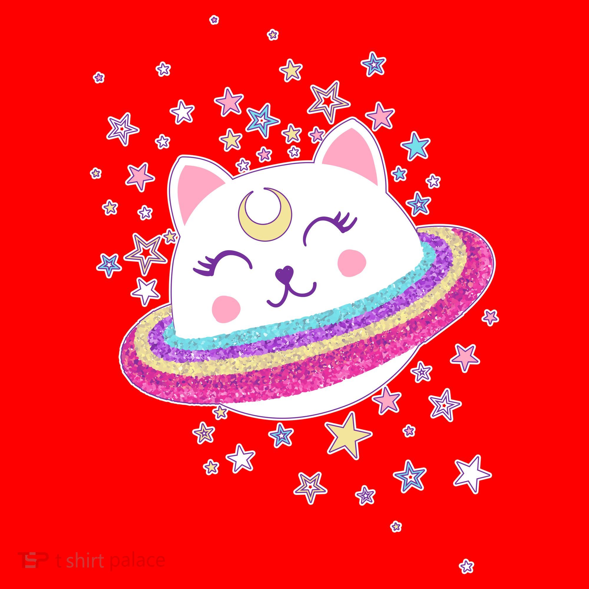 Cute Galaxy Saturn Cat  Santa Hat