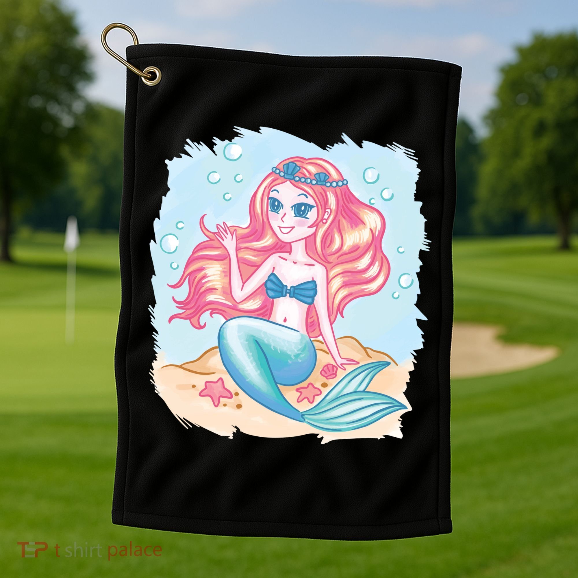 Cute Girl Mermaid Golf Towel