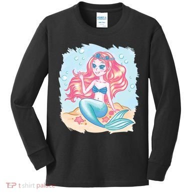 Cute Girl Mermaid Kids Long Sleeve Shirt