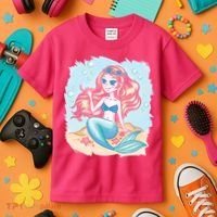 Cute Girl Mermaid Kids T-Shirt thumb 3