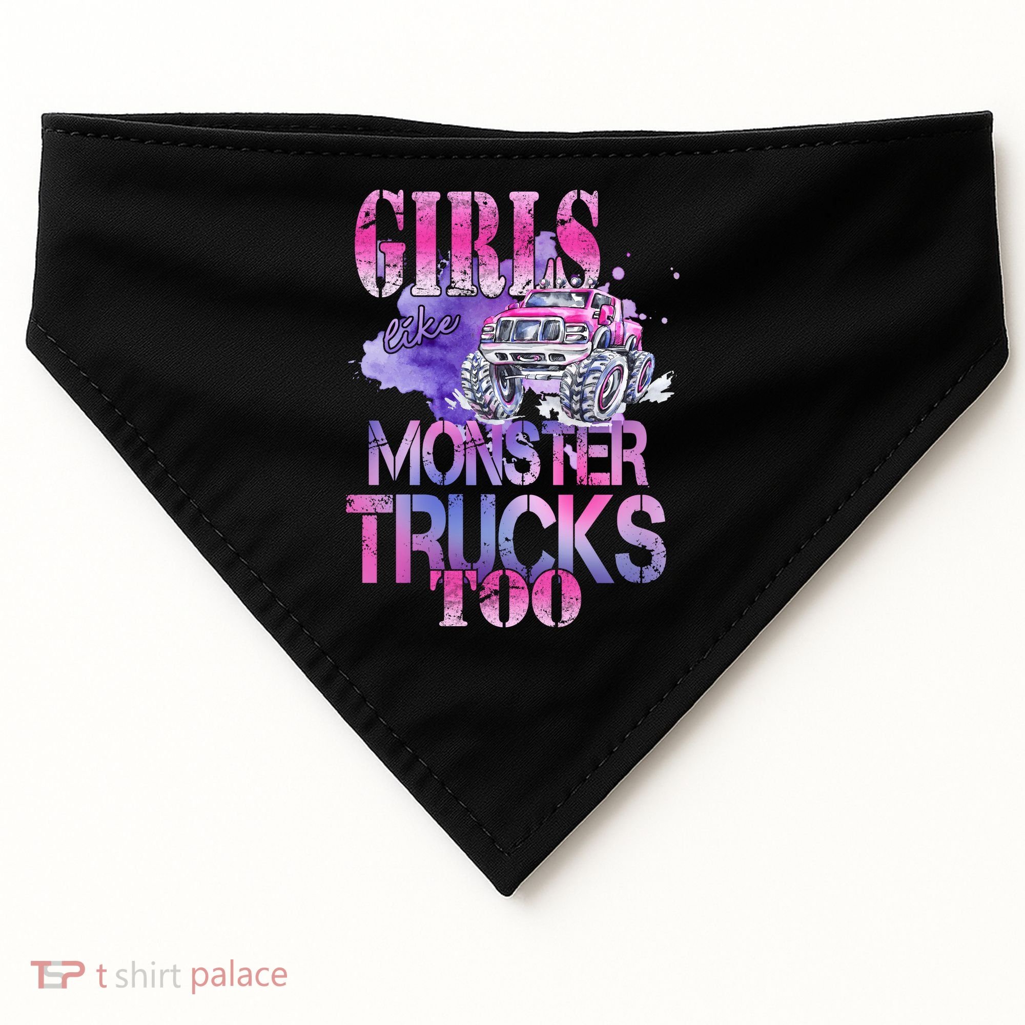 Cute Girls Like Monster Trucks Too Awesome USA-Made Doggie Bandana