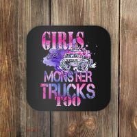 Cute Girls Like Monster Trucks Too Awesome Coaster thumb 0