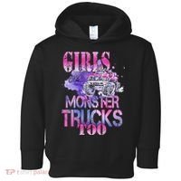 Cute Girls Like Monster Trucks Too Awesome Toddler Hoodie thumb 0