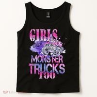 Cute Girls Like Monster Trucks Too Awesome Tank Top thumb 2