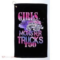 Cute Girls Like Monster Trucks Too Awesome Golf Towel thumb 0