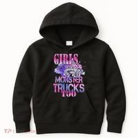 Cute Girls Like Monster Trucks Too Awesome Kids Hoodie thumb 0