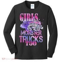 Cute Girls Like Monster Trucks Too Awesome Kids Long Sleeve Shirt thumb 0