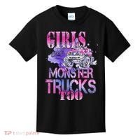 Cute Girls Like Monster Trucks Too Awesome Kids T-Shirt thumb 0