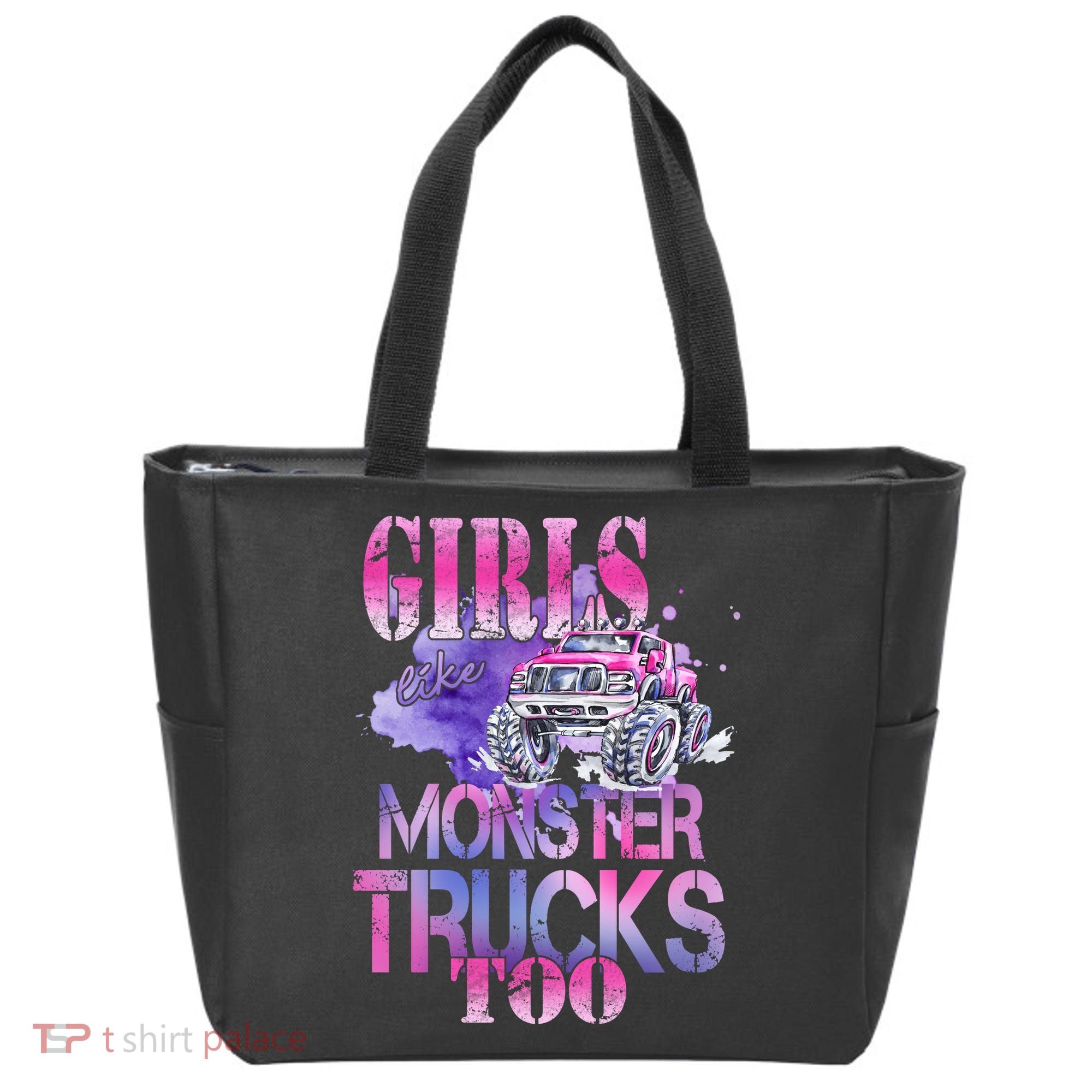 Cute Girls Like Monster Trucks Too Awesome Tote Bag