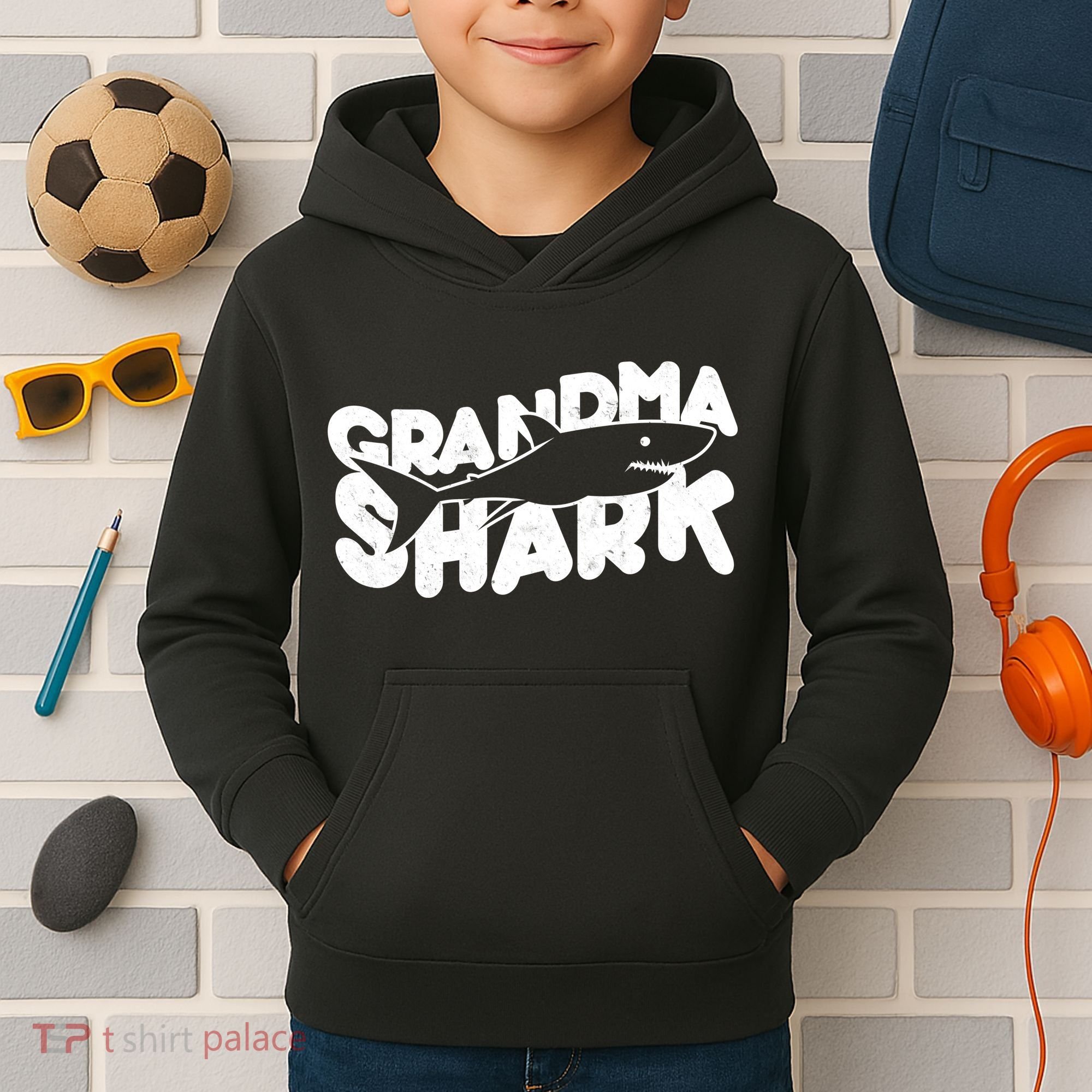 Cute Grandma Shark Kids Hoodie