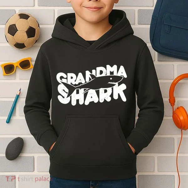 Cute Grandma Shark Kids Hoodie