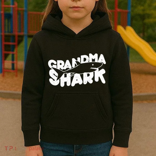 Cute Grandma Shark Kids Hoodie