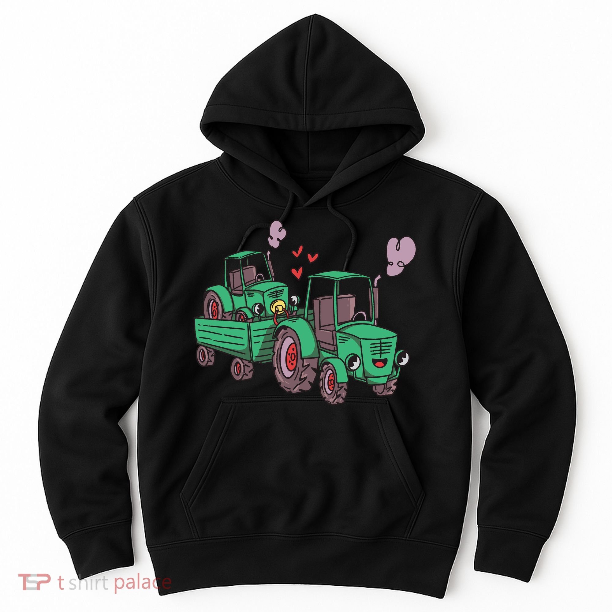Cute Green Tractor Family Hoodie