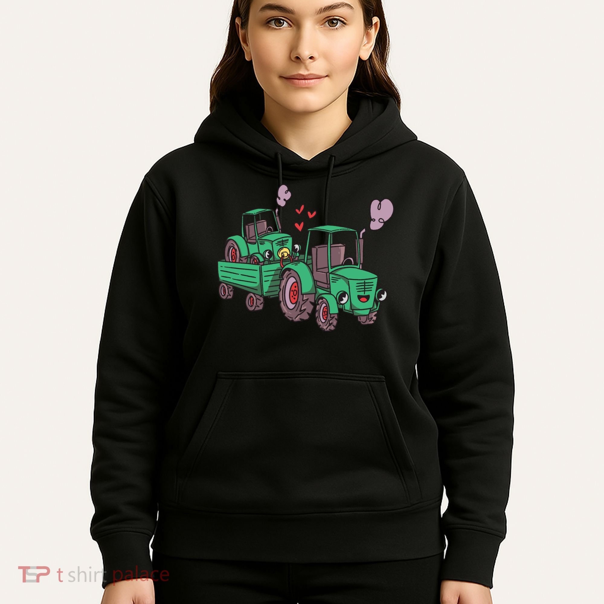 Cute Green Tractor Family Hoodie
