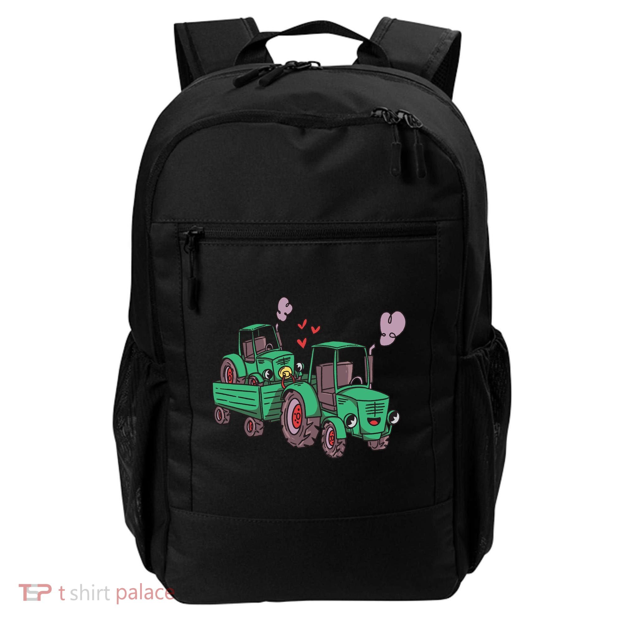 Cute Green Tractor Family Backpack
