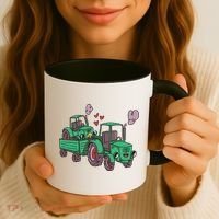 Cute Green Tractor Family Coffee Mug thumb 3