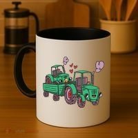 Cute Green Tractor Family Coffee Mug thumb 4