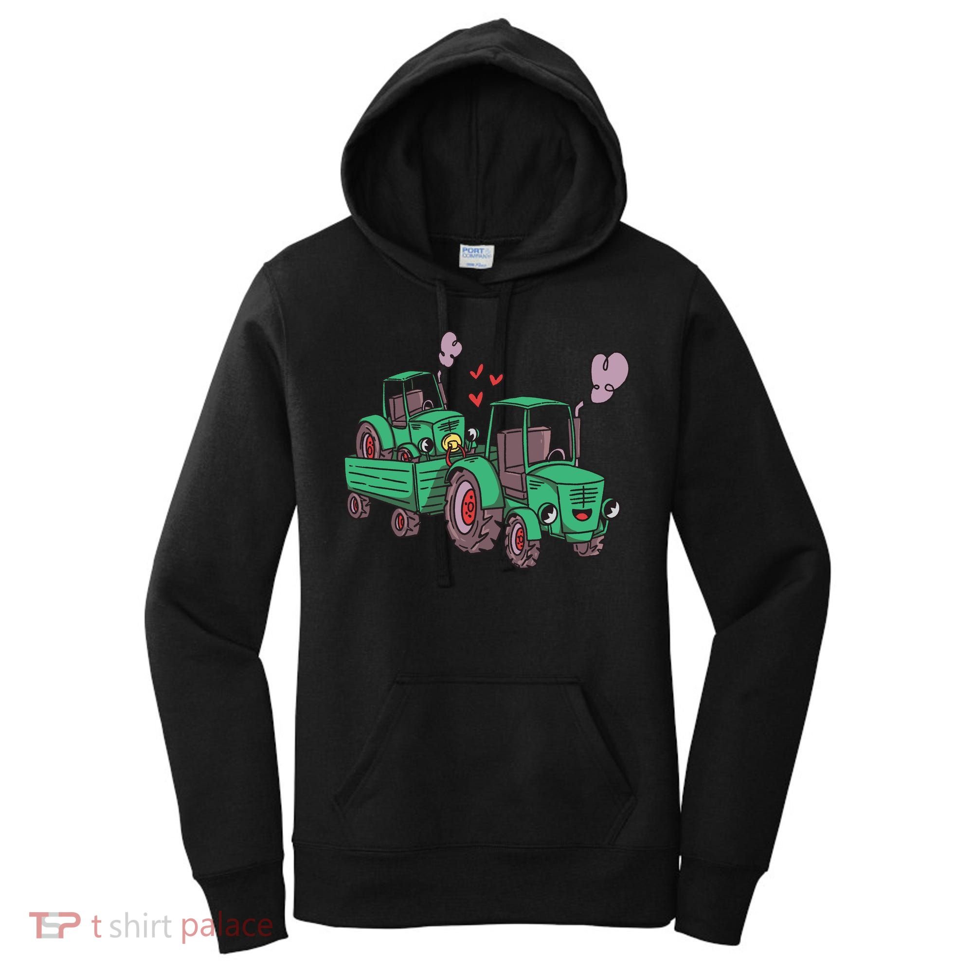 Cute Green Tractor Family Women's Hoodie