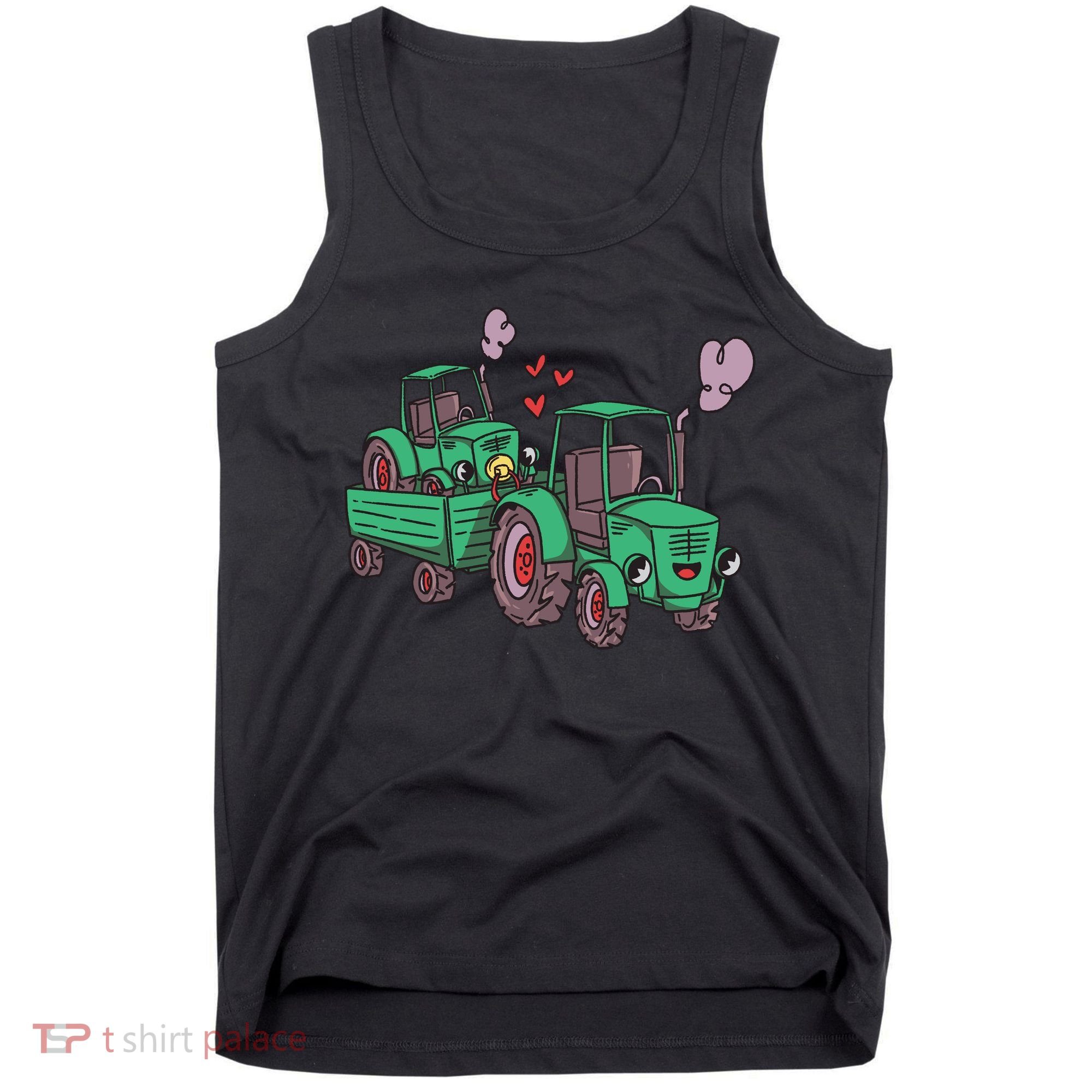 Cute Green Tractor Family Tank Top