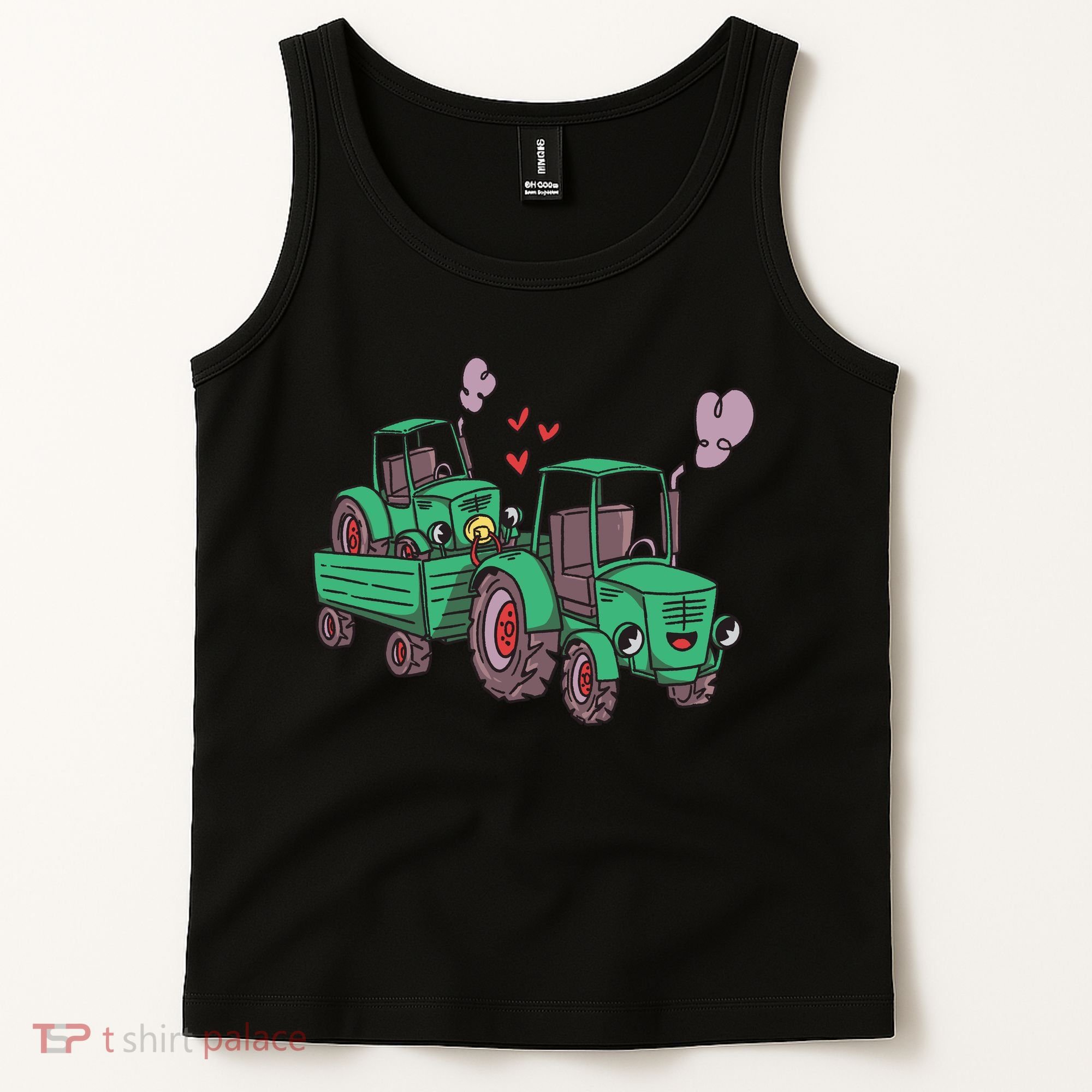 Cute Green Tractor Family Tank Top