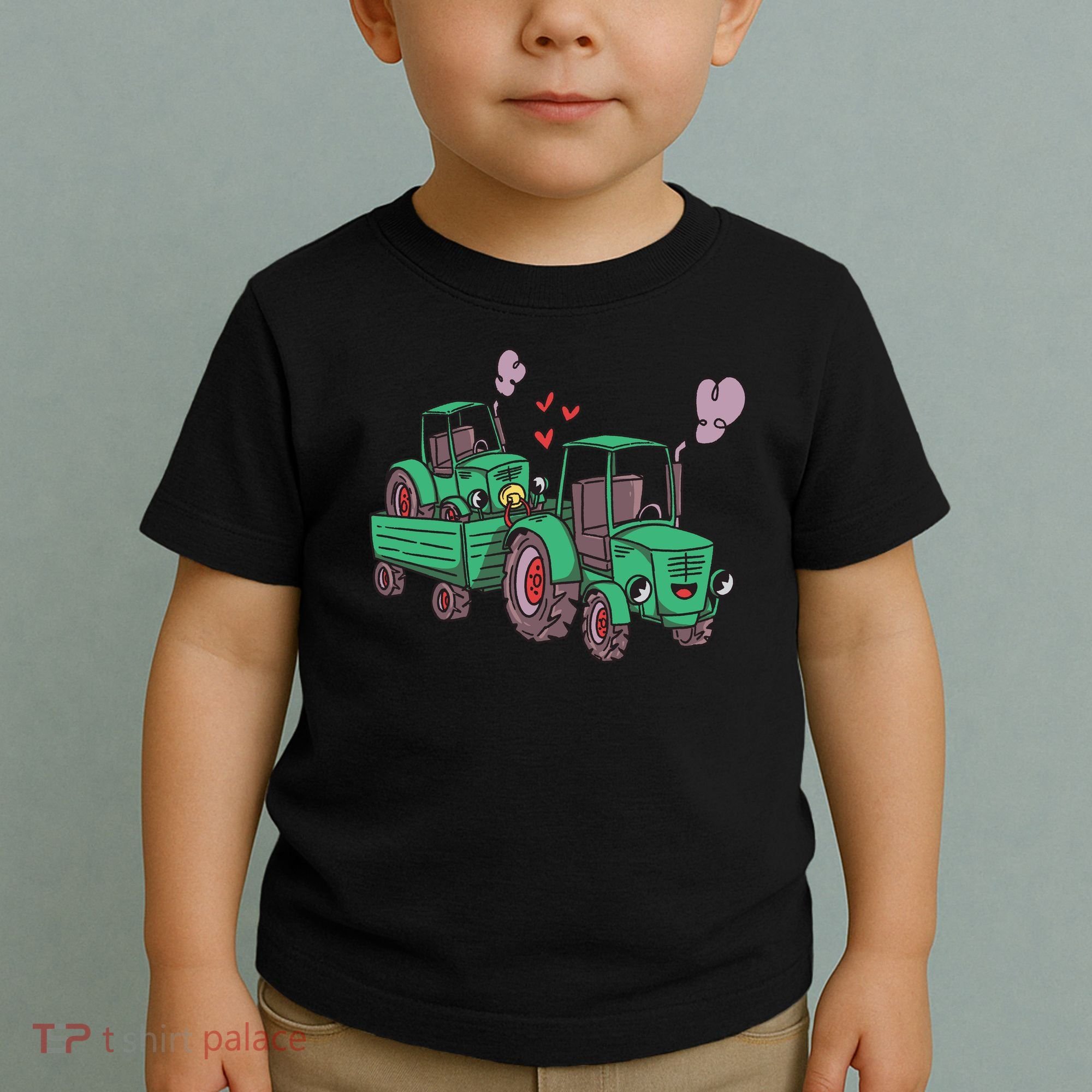 Cute Green Tractor Family Toddler T-Shirt