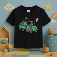 Cute Green Tractor Family Toddler T-Shirt thumb 3