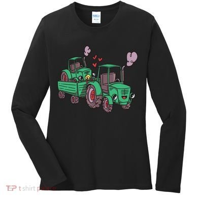Cute Green Tractor Family Women's Long Sleeve Shirt
