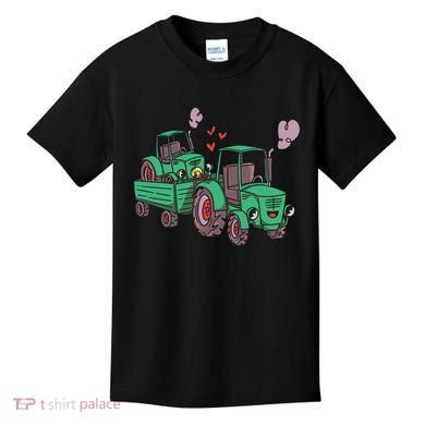 Cute Green Tractor Family Kids T-Shirt