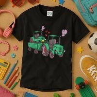 Cute Green Tractor Family Kids T-Shirt thumb 3