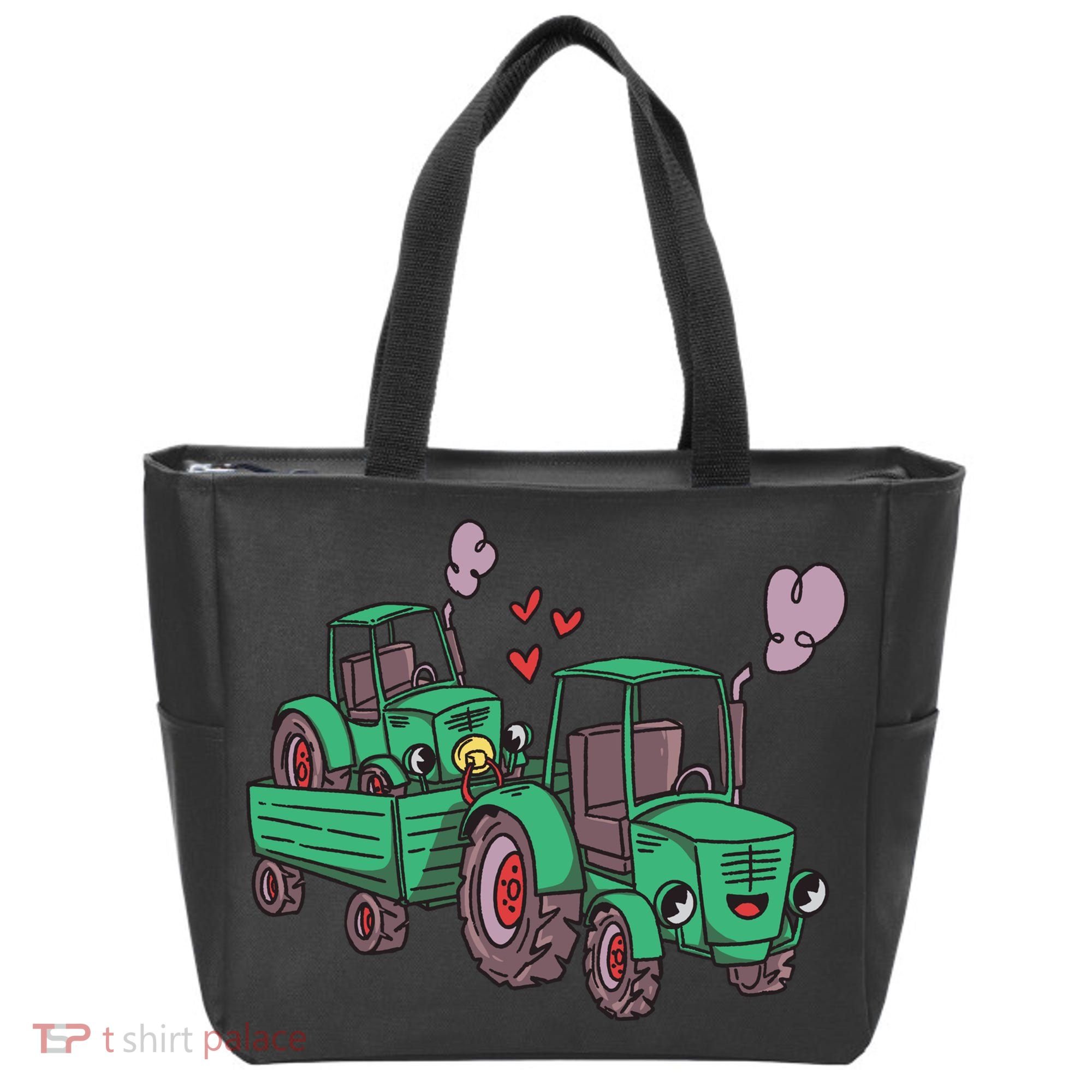Cute Green Tractor Family Tote Bag