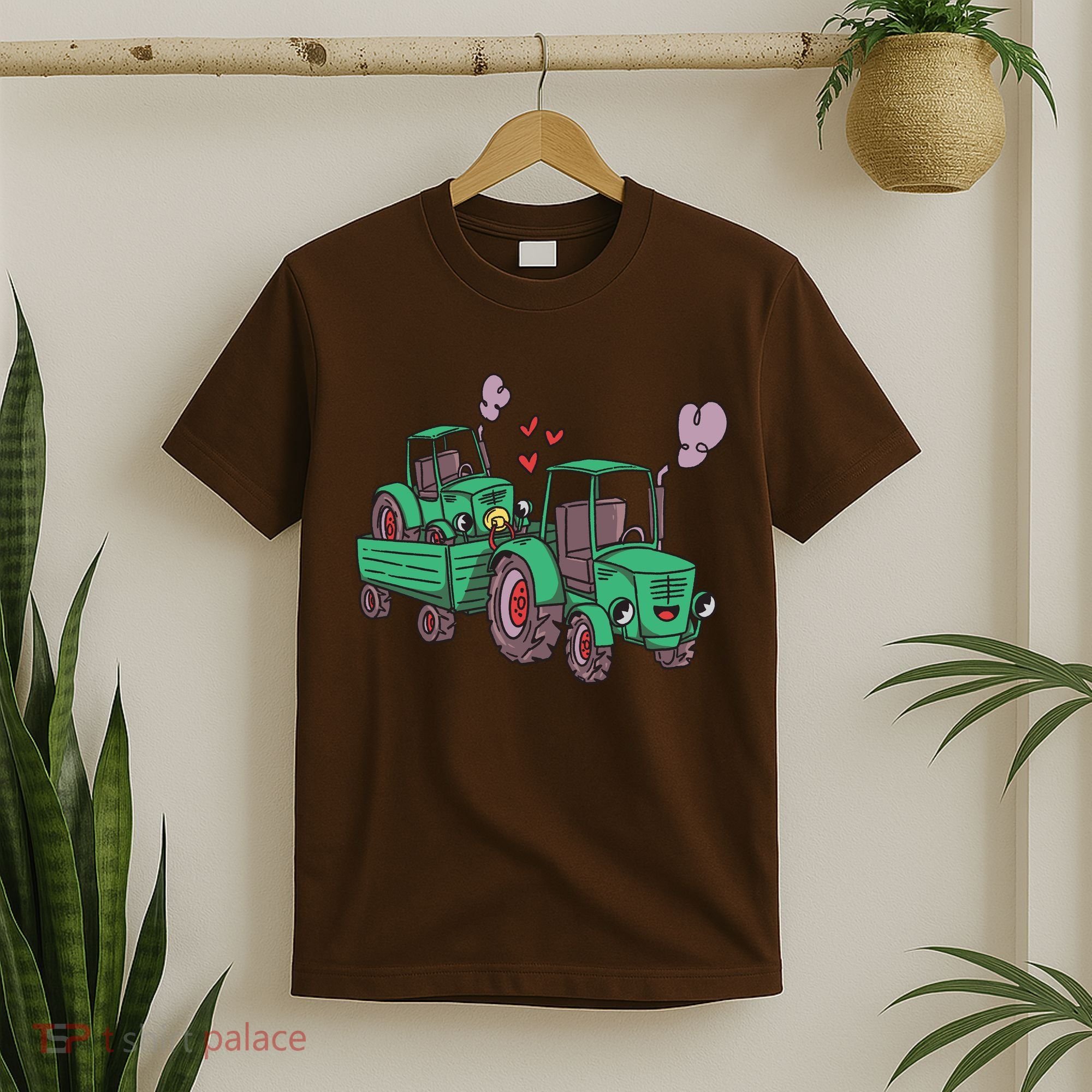 Cute Green Tractor Family T-Shirt