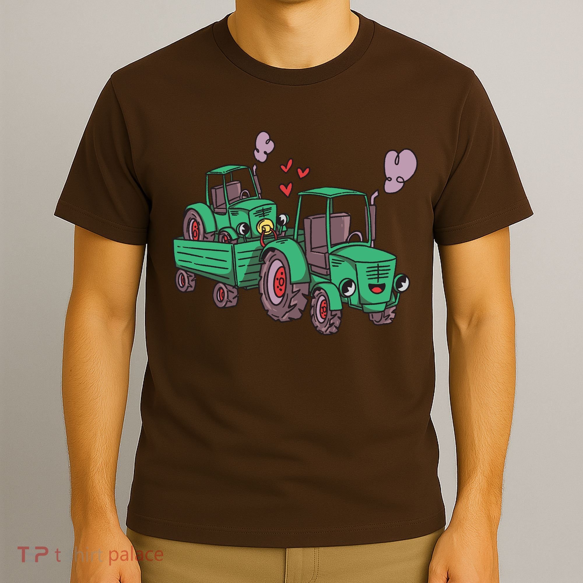 Cute Green Tractor Family T-Shirt