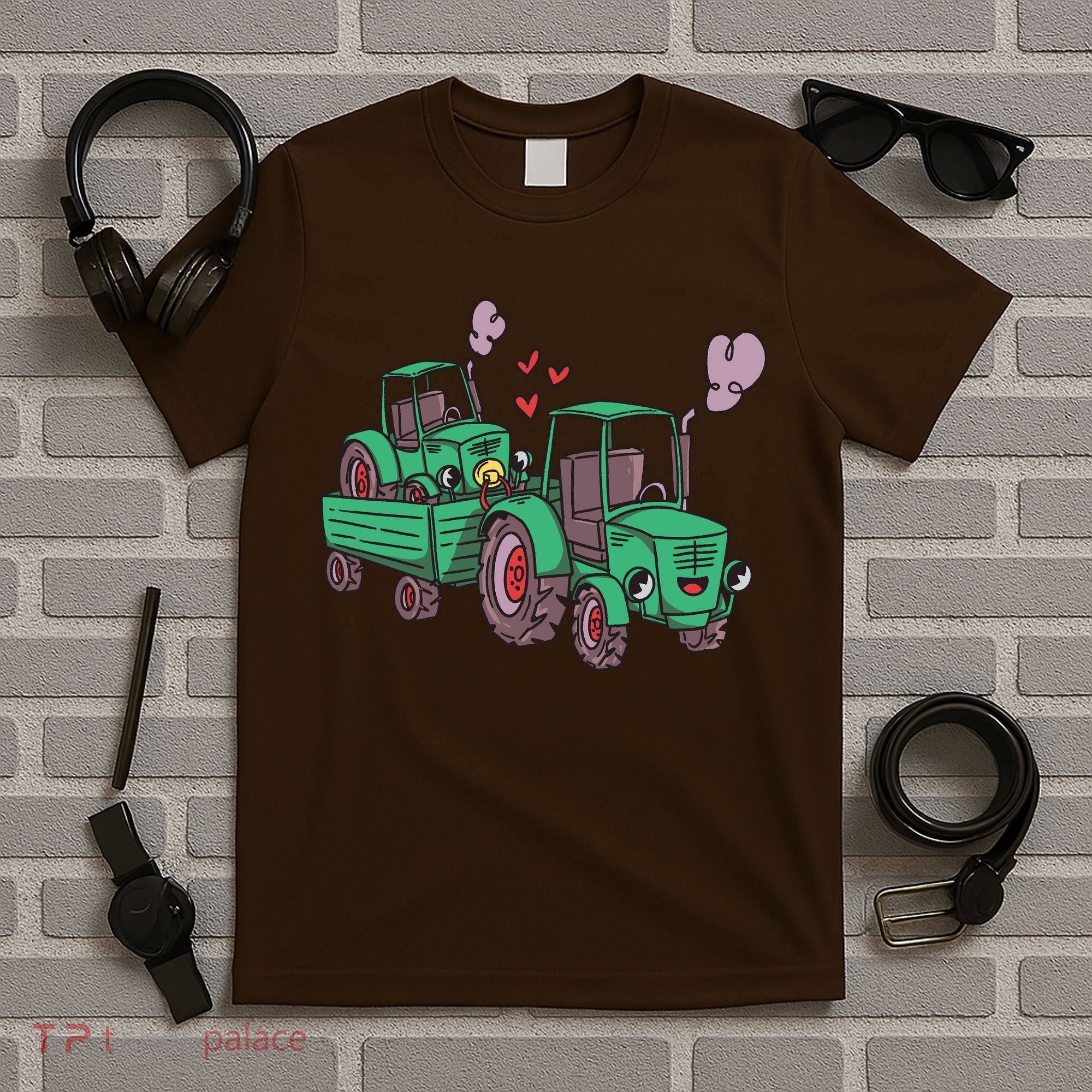 Cute Green Tractor Family T-Shirt