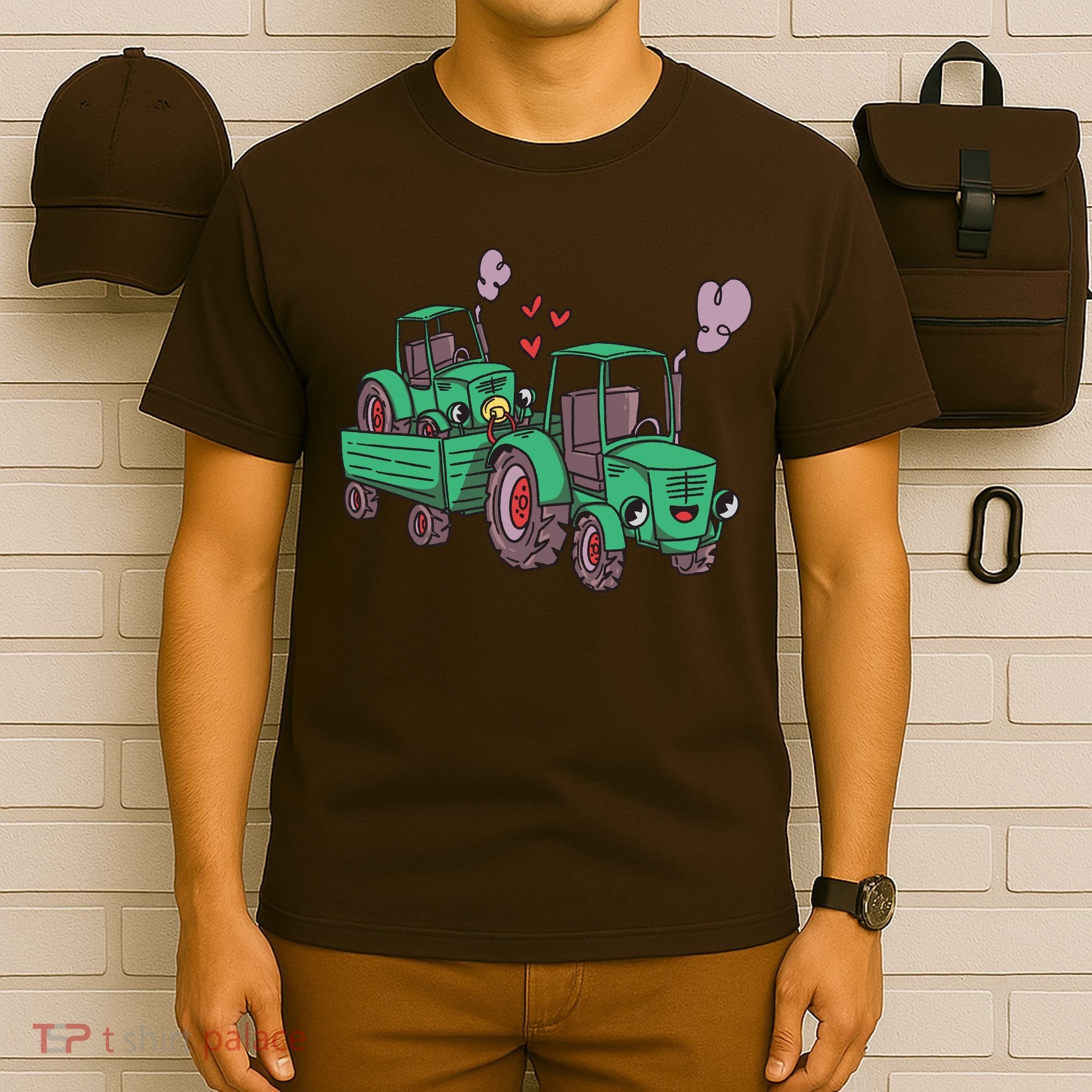 Cute Green Tractor Family T-Shirt