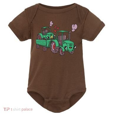Cute Green Tractor Family Baby Bodysuit