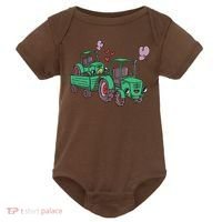 Cute Green Tractor Family Baby Bodysuit thumb 0