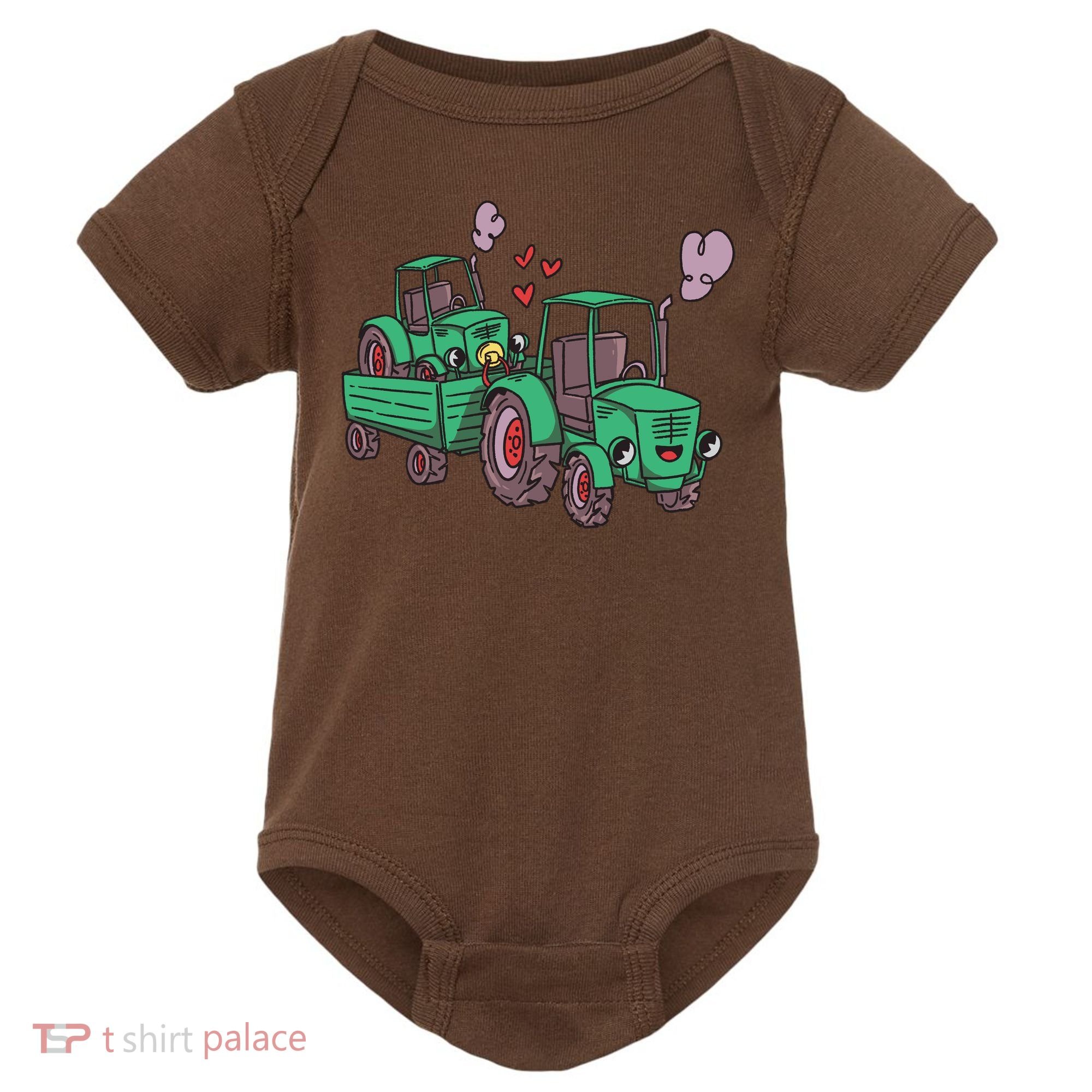 Cute Green Tractor Family Baby Bodysuit